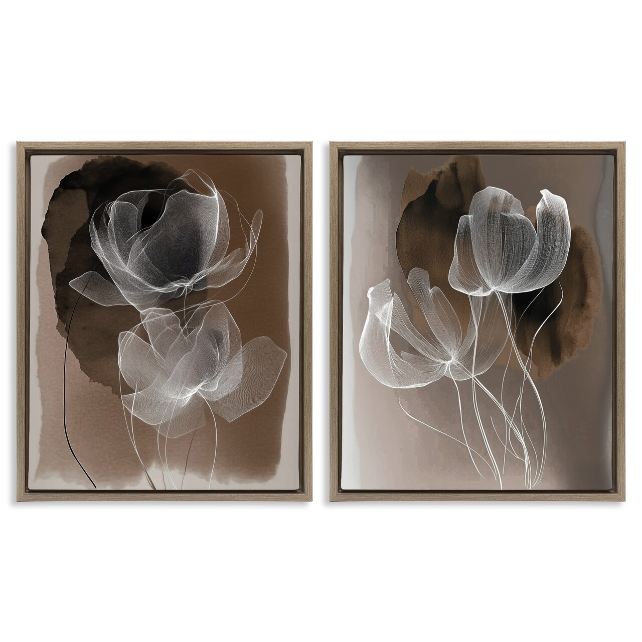 Stupell Industries Mocha Toned Gossamer Roses 2pc Floating Frame Set By Annabelle Hall